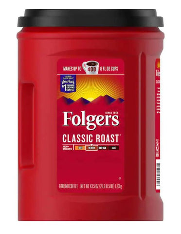 Folgers Classic Roast Ground Coffee, Medium, 43.5 oz